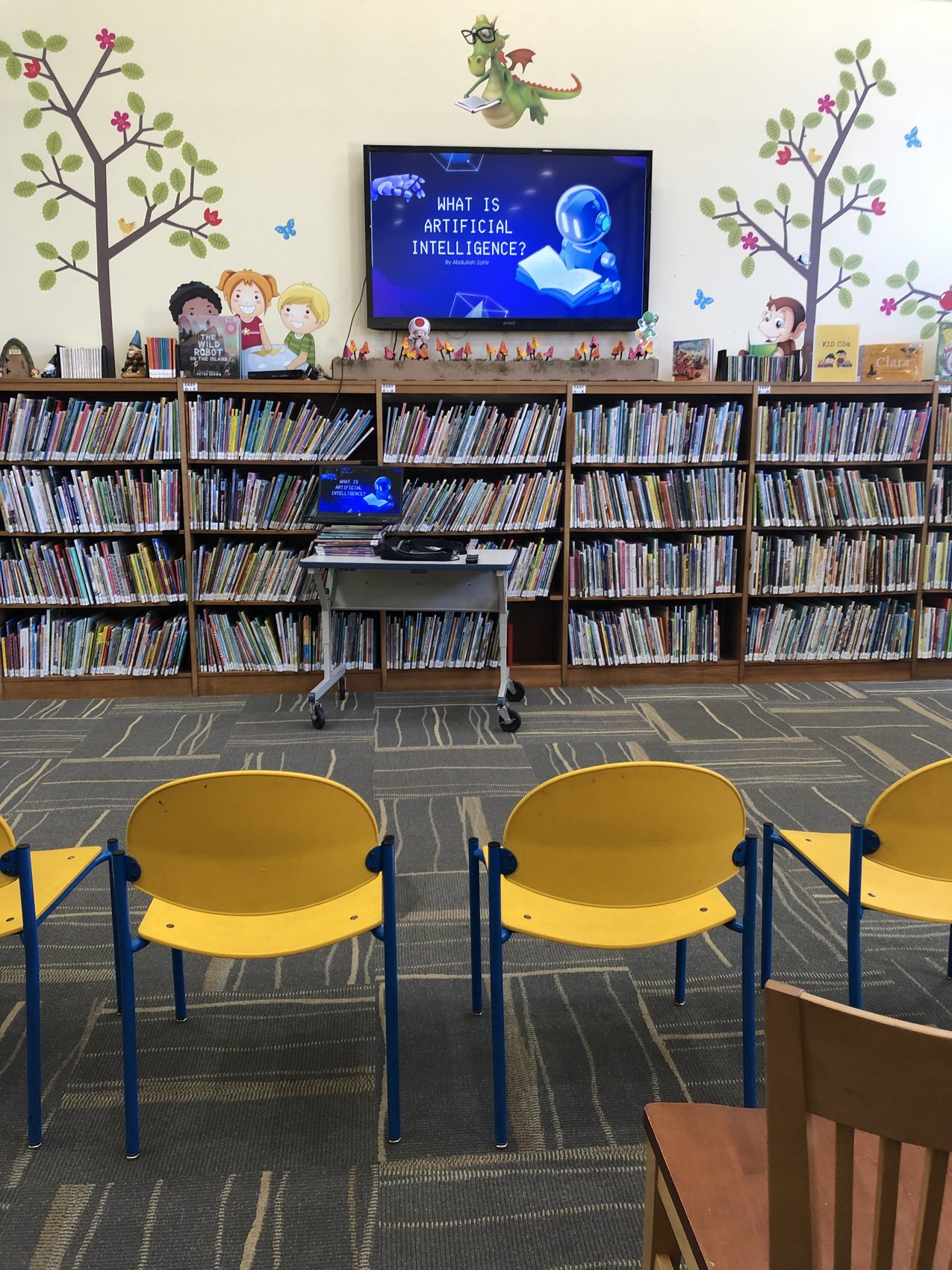 A What is Artificial Intelligence lesson set up in a children's library